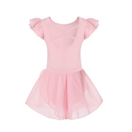vivifayee - Leotardos de ballet para niñas, vestido de tutú con falda de lazo de gasa, X- rosa, 4-5T