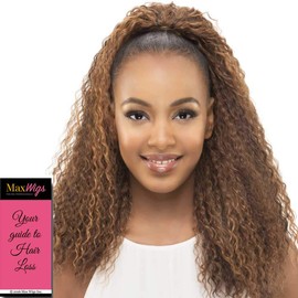 Lemon Pocket Bun Ponytail Color 1 - Vivica Fox Wigs 21" Length Loose Straw Curl New Futura Synthetic Extension Drawstring Combs African American Black Womens Bundle MaxWigs Hairloss Booklet