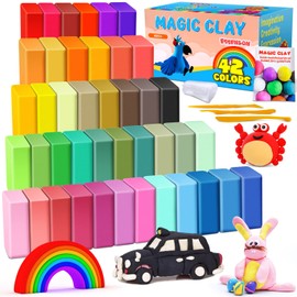 Air Dry Clay 42 Colors, Modelling Clay for Kids, DIY Molding Magic Clay for with Tools, Soft & Ultra Light, Toys Gifts for Age 3 4 5 6 7 8+ Years Old Boys Girls Kids