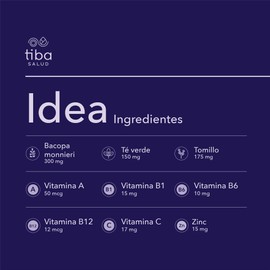 TIBA SALUD - Idea: Fórmula funcional para la concentración y la memoria - Suplemento alimenticio para ideas más brillantes, Resultados desde la primera cápsula - 30 cápsulas veganas por envase (3)