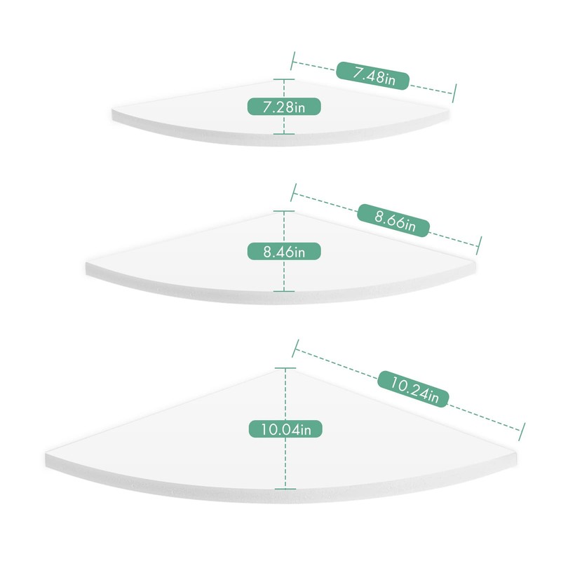 xuuyuu Corner Wall Shelves 3 Pieces Fan Shelf Wall Shelf