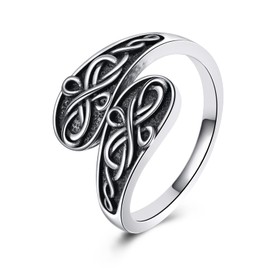 SHEAISRS Spoon Rings for Women 925 Sterling Silver Celtic Knot Adjustable Rings Vintage Thumb Rings Witch Knot Jewelry Gifts for Women Men