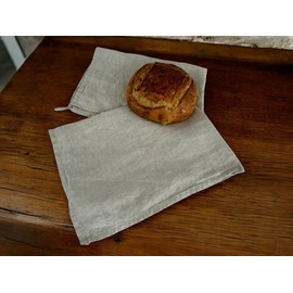 Linen Kitchen Dish Towels - 20 x 27 inch – 100% Pure Stonewashed Linen Hand Towel/Tea Towel - Set of 2 (Natural)