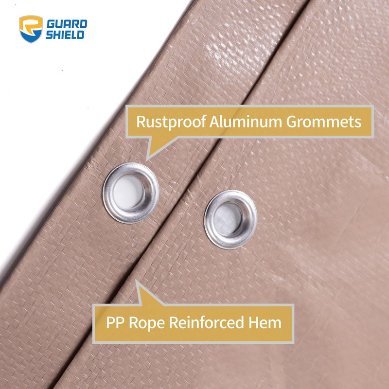 GUARD SHIELD Tan/Silver Tarp Waterproof 16x20 Feet Outdoor Multi Purpose