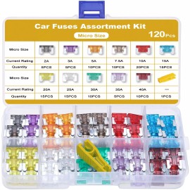 Unbranded 120PCS Car Fuse Kit Micro Blade Replacement Fuses Assortment Kit for RV Truck