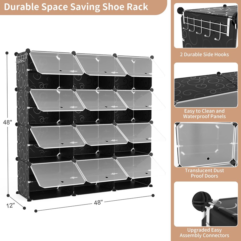 ROJASOP Portable 8-Tier Shoe Cabinet - 48-Pair Shoe Organizer with