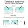 Rectangle Sunglasses for Men/Women Small Rimless Square Shade Eyewear (Green+Tea+Puple