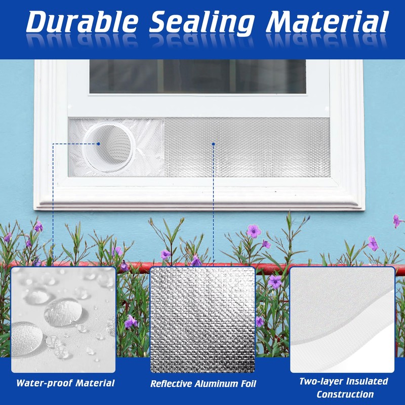 Wintcomfort Portable AC Window Seal Kit with Leaf Screen, Drawstring