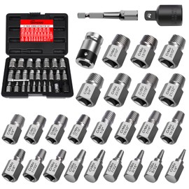 27Pcs Upgrade Screw Extractor Set, Bolt Extractor Kit, Easy Out Bolt Extractor Set, Hex Head Multi-Spline for Removing Stripped, Rounded, Damaged, Broken Screws, Bolts, Studs