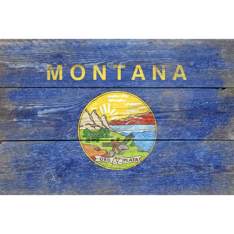 Lantern Press Rustic Montana State Flag, (12x18 Wrapped Canvas, Wall