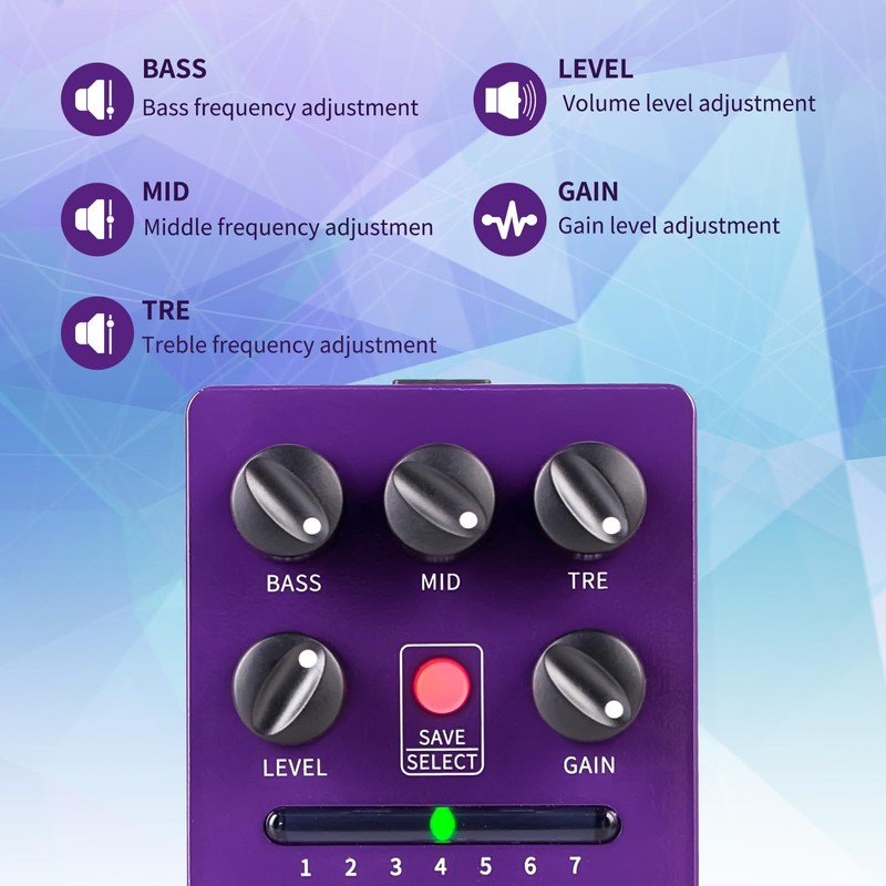 FLAMMA FS06 Pedal de preamplificador digital de efectos de guitarra,