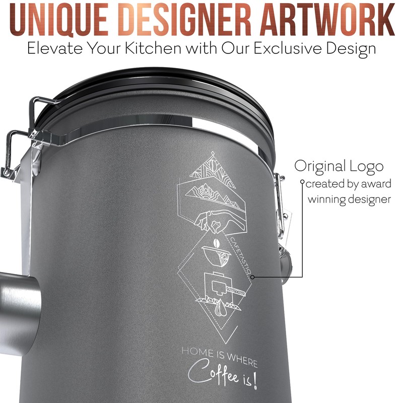 CafetastiQ Large Coffee Canister – Airtight Stainless Steel Storage Container