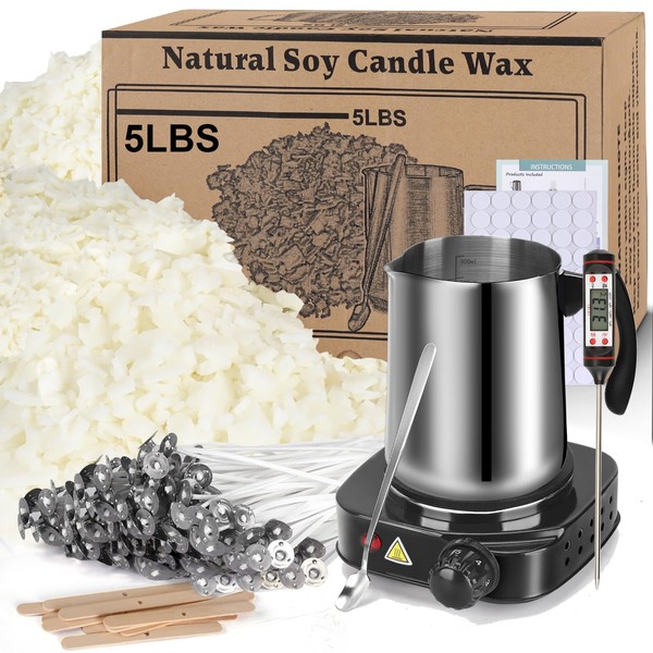 Soy Wax Candle Making Kit Supplies With Wax Melter, Natural