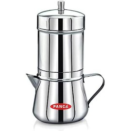 PANCA - Cafetera con filtro de acero inoxidable de alta calidad con asa, olla de moca, 4-6 tazas, grande, 250 ml (grado 304 SS)