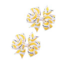 Baby Girls Banana Bow Hair Clips Kids Girls Fruits Bowknot Girls Banana Hair Bow Clips BBG94 (A1-White Bow)