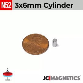 Neodymium 3mm x 6mm N52 Strong Rare Earth Neodymium Magnet Cylinders Discs 3x6mm - 50 discs