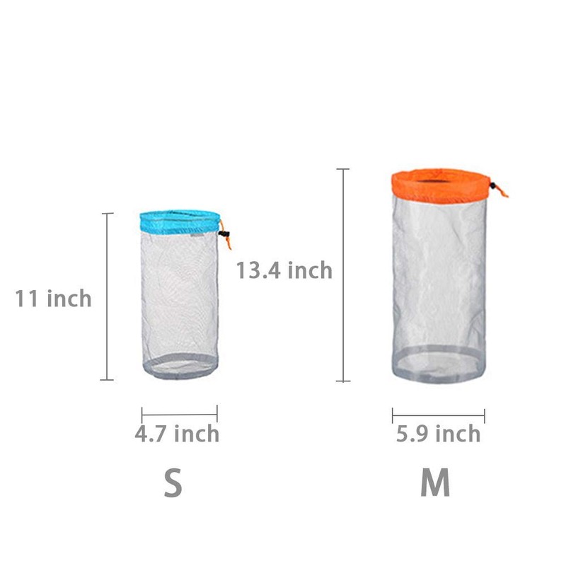 Yundxi Ultralight Ultra Stuff Sacks Set Mesh Drawstring Storage Bags