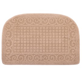 VANZAVANZU Half Round Kitchen Rug, Anti Fatigue Mat, Made of 100% Polypropylene, Non-Slip, Dirt-Resistant, Absorbent, Machine Washable, 27" x18" (Beige)