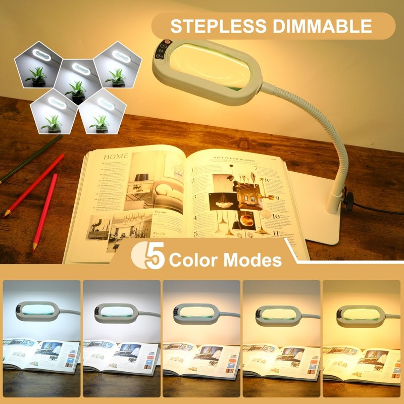 Veemagni 10X Rectangle Magnifying Glass with Light and Stand, Flexible