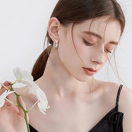 Women's Creole Earrings 925 Sterling Silver Opal Small Hoop Earrings Circle Earrings Opal Jewellery Gifts for Girls, Sterling Silver