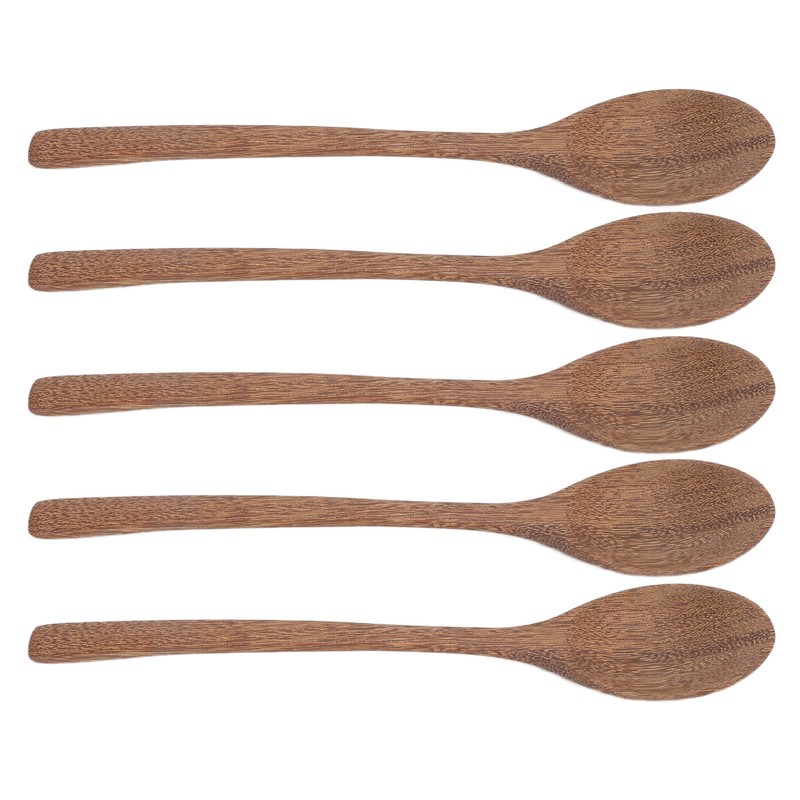 5Pcs Wooden Spoons Burr Free Sturdy Durable Light Heat Resistant