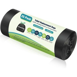 Portable Toilet Bags, Camping Toilet Bags, Biodegradable Toilet Bags with Drawstring & Lemon Scent, Compostable Bags for 5-8 Gallon Bucket Toilet Seat for Outdoor Camping Car Travel (25 pack)