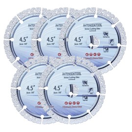 ANTENGDATOOL 4-1/2 Inch Diamond Cut Off Wheel for Metal, 4.5" Angle Grinder Cutting Grinding Disc on Cast Iron Steel Rebar Carbide Stainless Saw Blades 7/8“ Arbor(5PCS)