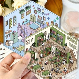 8PCS Fun DIY 3D House Stickers，Creative Sticker Scene with Tweezers，Cute 3D Korean Scene Stickers for Adult and Children Relief Stress Pass The Time，Mini House Sticker for Valentine's Day Gift