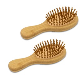 EcoGreen® - Duo de cepillos MINI Ovalados fabricados de Bambú con cerdas naturales de Bambú, estimula el foliculo piloso y promueve el crecimiento del cabello.