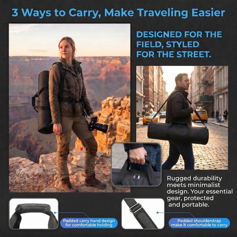 TEREBENTO Padded Tripod Carrying Case, Heavy Duty Tripod Bag with