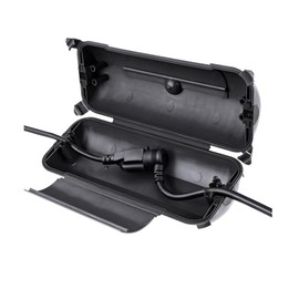 Flemoon Outdoor Extension Cord Safety Cover with Waterproof Protector Seal, Weatherproof Electrical Connection Box for Outdoor Outlets, Plugs, Sockets, Holiday Decorations, Power Tools, Black