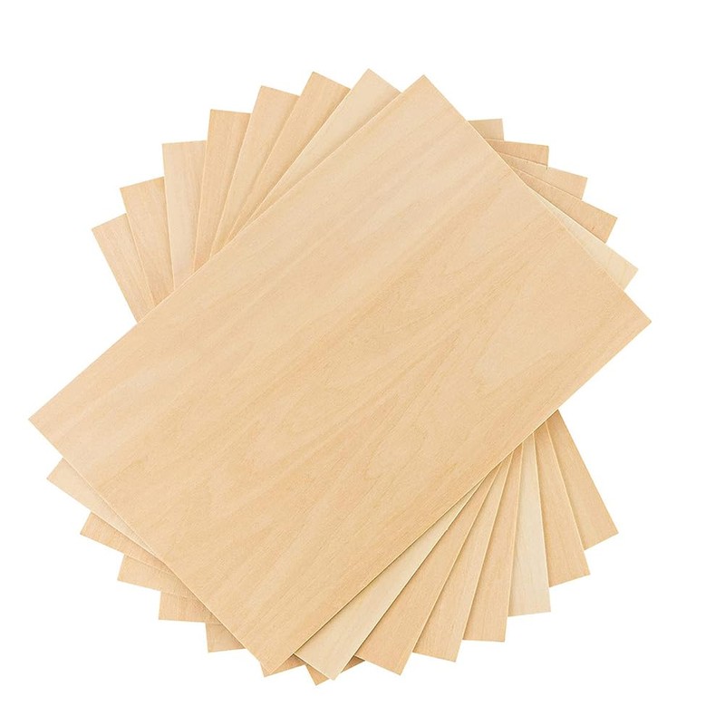 HugeDE 4 Pcs 2mm Thin Wood Sheets Unfinished Wooden Sheets
