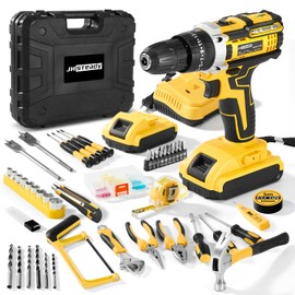 21V Cordless Drill Driver Kit, 25+1 Clutch, 2 Batteries & Charger, 3/8" Keyless Chuck, LED Light, Complete Drill Set with Carry Case, Ideal for Home Improvement, Household Repairs & DIY Projects