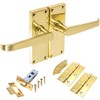 Polished Brass Straight Interior Door Handle Set Backplate 120mm x