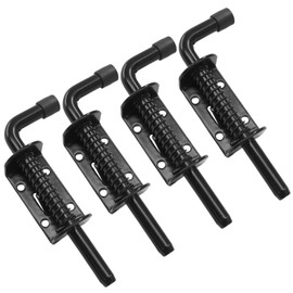 Aoserge 4pcs 5 inch Spring Loaded Barrel Bolt Latch Pin, Outdoor Solid Hardware Latch Made of Carbon Steel, Barrel Bolt for Doors, Cabinets, and Chests, Black Finish for Enhanced Durability