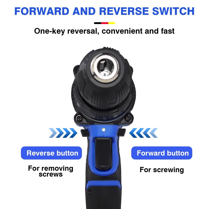 Cordless Power Drill Set, 21V Electric Drill with 2 Battery