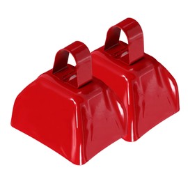 Gatuida 2pcs Square Metal Cowbells for Sports Events Crisp Sound Noisemakers and Sturdy Cowbell Decorations for Celebrations and Home Use Comfortable Grip Handle