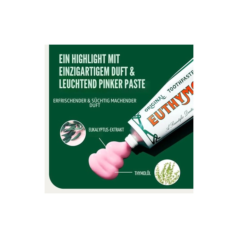 Euthymol Original Toothpaste 75 ml x 6, Antiplaque, Antibacterial, Caries