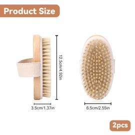 yolzhxe 2 Stück Körperbürste, Trockenbürste Körper Peeling Bürste Badebürste Massagebürste aus Natürlichen Wildschweinborsten, Dry Brushing für Trockene Haut, Lymphdrainage und Cellulite