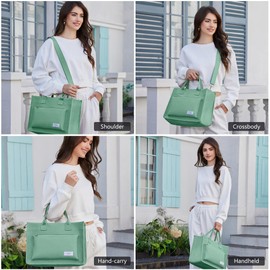 Canvas Tote Bag for Women Shoulder & Crossbody Handbag with Multi Pockets Zipper Ideal for Work Office Travel & Daily Use