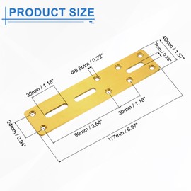 QUARKZMAN Gerade Stahlflachplatte, 4 Stück 177x40mm - Schwere Mending-Platte mit Löchern, Metallverstärkungs-Montageplatte mit Schrauben für Reparaturrahmen Gazebo (Gold)
