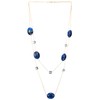 COOLSTEELANDBEYOND Bohemia Chic Gold Statement Necklace Long Chain with Cube