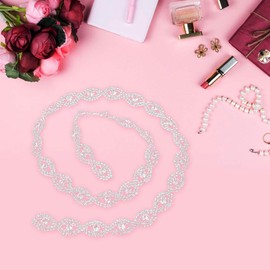 Hilitand 1yard Rhinestone Chain Sparkling Ribbon Claw Chain DIY Decor 1.5cm Wide Belt Headwear Collar Sewing Accessories (Silver White Rhinestone) Rhinestone Trim