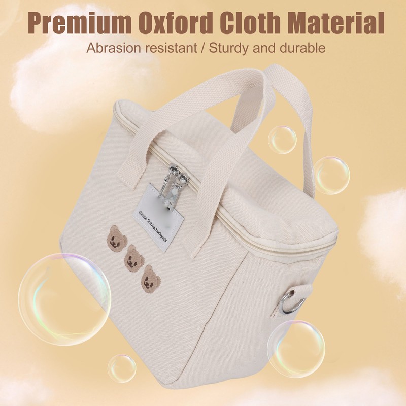 Diaper Shoulder Bag Oxford Cloth Large Capacity Embroidery Bear Pattern