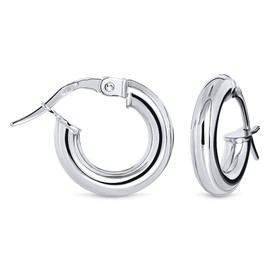 Miore 9 ct White Gold Plain Creole Earrings
