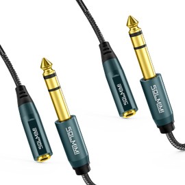 SOLMIMI Jack Adapter 3.5 mm to 6.35 mm, (2-Pack) TRS Jack 3.5 Female to 6.3 Male Stereo Headphones Audio Adapter Cable for Amplifier, Guitar, Piano, Laptop, Home Theater, Mixer - 30 cm