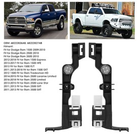 Headlight Mounting Bracket, Qiilu Headlight Mounting Panel Housing Right Left 68222826AB Fit for 1500 2500 3500 (1 Pair)