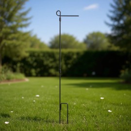 Wrought Iron Garden Flag Stand 11.8x17.7in Weatherproof Outdoor Yard Flag Holder Coated Metal Display StandColor: Black1