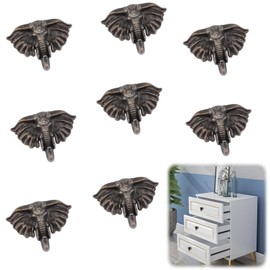 MOROBOR Vintage Baby Elephant Knobs, 8 Pieces Metal Zinc Alloy Single Hole Knobs, Creative Furniture Handle with Screws for Cupboard, Wardrobe, Drawer, Dresser