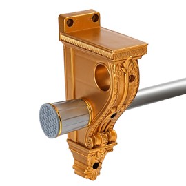 Decorative Wall Corbel, Victorian Style Gold Curtain Rod Bracket, Ornate Carved Design Support Brackets, 11.2 x 3.5 x 2.7 Inches, 2 Pack (Golden)